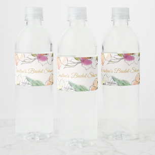 Étiquette Pour Bouteilles D'eau Chic Moderne Aquarelle Floral Baby Fête des mariée