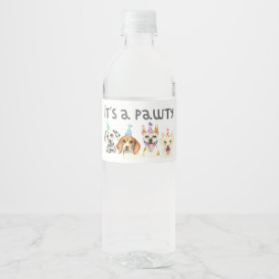 Étiquette Pour Bouteilles D'eau Chien pawty Anniversaire Chien puppy