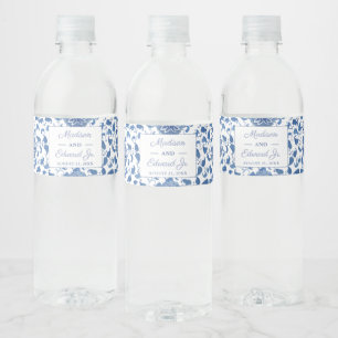Étiquette Pour Bouteilles D'eau Chinoiserie Bleu & Blanc Chic Fête des mariées Par