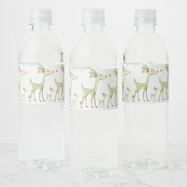 Étiquette Pour Bouteilles D'eau Christmas Celebration Green Deers Holidays Cute (Bouteilles)