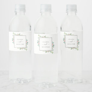 Étiquette Pour Bouteilles D'eau Christmas Greenery & Red Berry Mariage