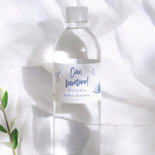 Étiquette Pour Bouteilles D'eau Ciao Bambino Fête de Naissance Garçon Italien Bleu