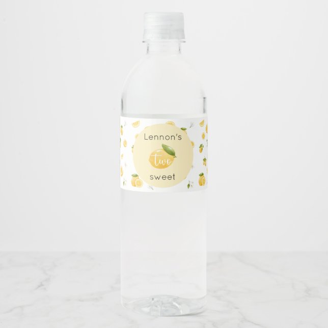 Étiquette Pour Bouteilles D'eau Citron deux doux 2e anniversaire (Devant)