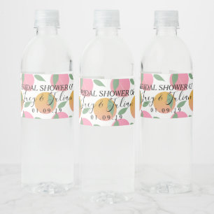 Étiquette Pour Bouteilles D'eau Citron Orange Pêches Fleurs Mariage