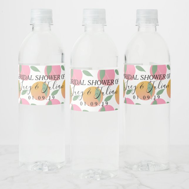 Étiquette Pour Bouteilles D'eau Citron Orange Pêches Fleurs Mariage  (Bouteilles)