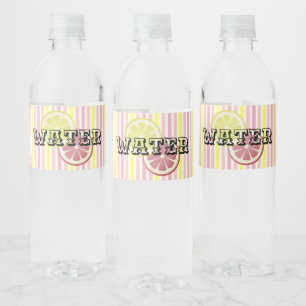 Étiquette Pour Bouteilles D'eau Citronnade Rose Vintage à Rayures Anniversaire Fêt