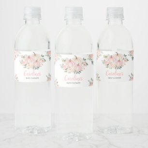 Étiquette Pour Bouteilles D'eau Citrouille de fleurs de automne rose