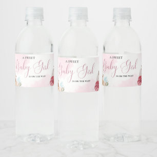 Étiquette Pour Bouteilles D'eau Citrouille rose automne Baby shower Floral fille