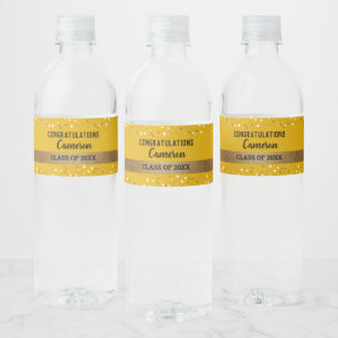 Étiquette Pour Bouteilles D'eau Classe Confetti Jaune Gold école secondaire