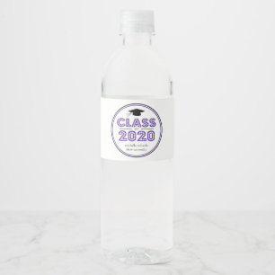 Étiquette Pour Bouteilles D'eau Classe De Graduation De 2020 En Lumière (Violet)