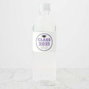 Étiquette Pour Bouteilles D'eau Classe De Graduation De 2021 En Lumière (Violet)