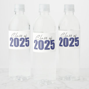 Étiquette Pour Bouteilles D'eau Classe de Parties scintillant bleu marine de 2025