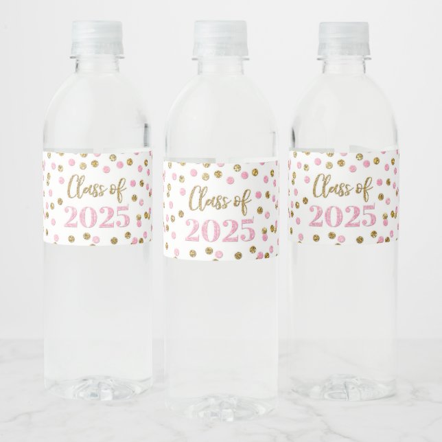 Étiquette Pour Bouteilles D'eau Classe de Parties scintillant d'or rose de 2025 Gr (Bouteilles)