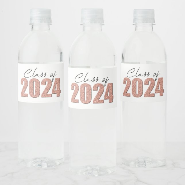 Étiquette Pour Bouteilles D'eau Classe de Parties scintillant or rose de 2024 (Bouteilles)