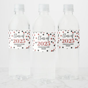 Étiquette Pour Bouteilles D'eau Classe de Parties scintillant rouge noir de 2025 G