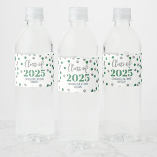 Étiquette Pour Bouteilles D'eau Classe de Parties scintillant verte Argent de 2025