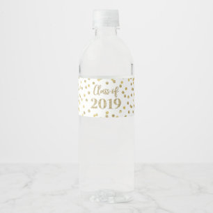 Étiquette Pour Bouteilles D'eau Classe Gold Confetti de 2019 Graduation