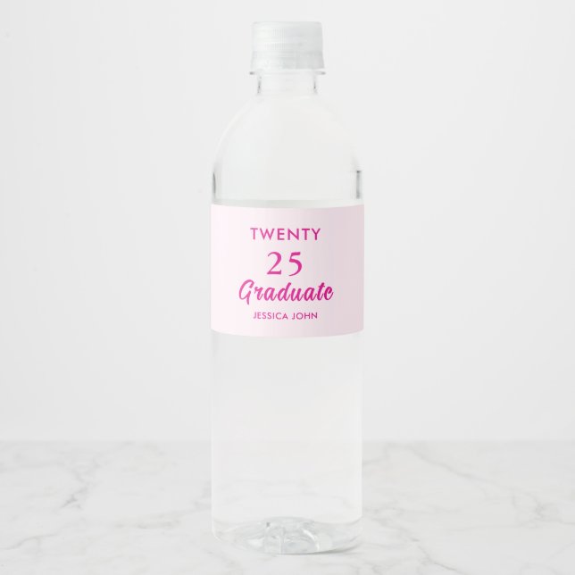 Étiquette Pour Bouteilles D'eau Classe minimal Elegant Pink de 2025 (Devant)