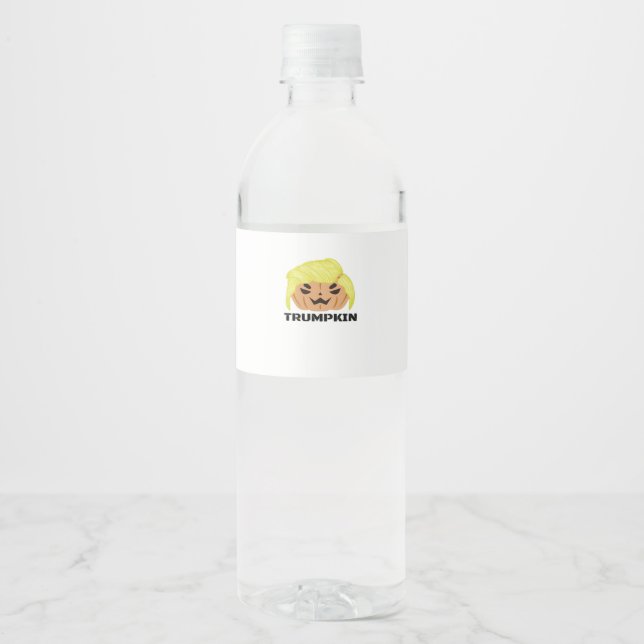 Étiquette Pour Bouteilles D'eau Classique de Trumpkin d'Halloween (Devant)