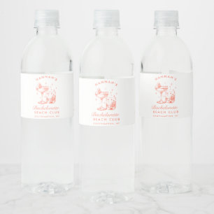 Étiquette Pour Bouteilles D'eau Cocktail Rétro Enterrement de Vie de Jeune Fille M