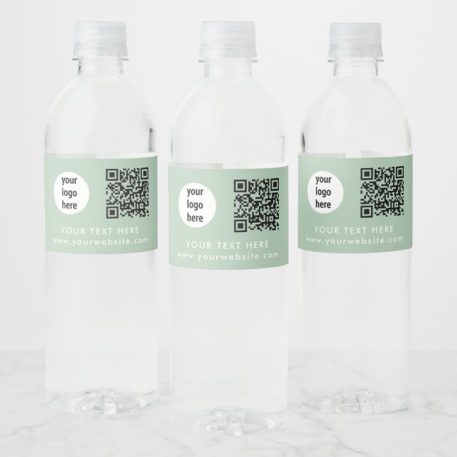 Étiquette Pour Bouteilles D'eau Code QR du logo de l'entreprise Texte du site Web  (Bouteilles)