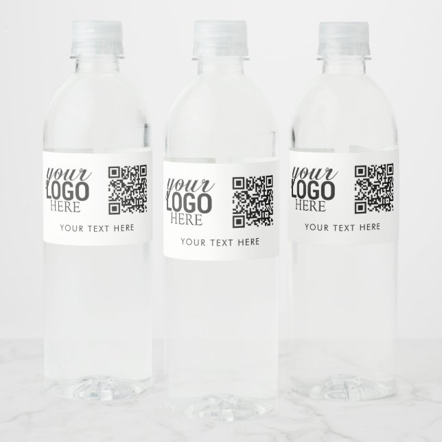 Étiquette Pour Bouteilles D'eau Code QR et texte du logo de l'entreprise Cadeaux c (Bouteilles)