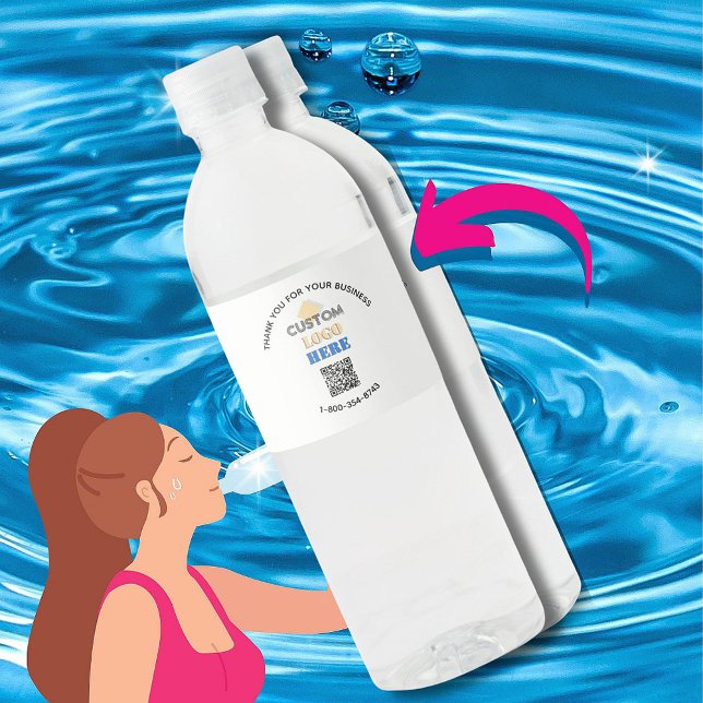 Étiquette Pour Bouteilles D'eau Code QR personnalisé avec logo pour remercier les  (Créateur téléchargé)