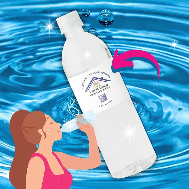 Étiquette Pour Bouteilles D'eau Code QR personnalisé avec logo pour remercier les  (Créateur téléchargé)