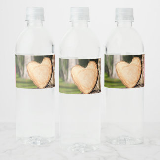 Étiquette Pour Bouteilles D'eau coeur en bois