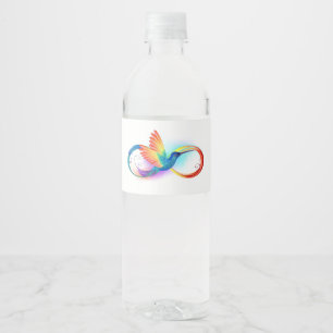 Étiquette Pour Bouteilles D'eau Colibri arc-en-ciel avec symbole Infinity