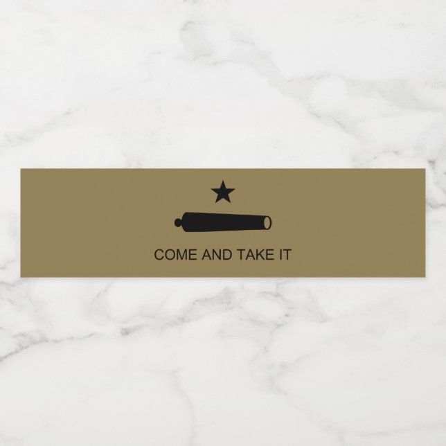 Étiquette Pour Bouteilles D'eau Come & Take It ! Flag de Texas State (Étiquettes simples)