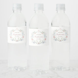 Étiquette Pour Bouteilles D'eau Confirmation du cadre floral élégant