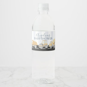 Étiquette Pour Bouteilles D'eau Construction Camion Baby shower Birthday Water Bot