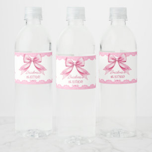Étiquette Pour Bouteilles D'eau Coquette arc rose fête d'anniversaire imprimé