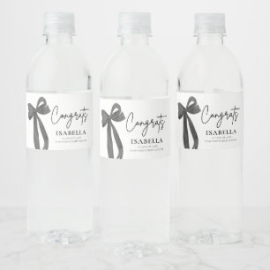 Étiquette Pour Bouteilles D'eau Coquette Black Bow moderne Graduate Graduate