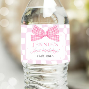 Étiquette Pour Bouteilles D'eau Coquette Bow rose 1er anniversaire