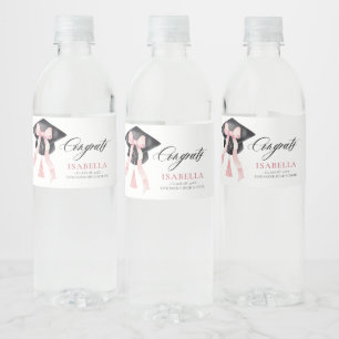 Étiquette Pour Bouteilles D'eau Coquette de graduation de la chèvre rose moderne