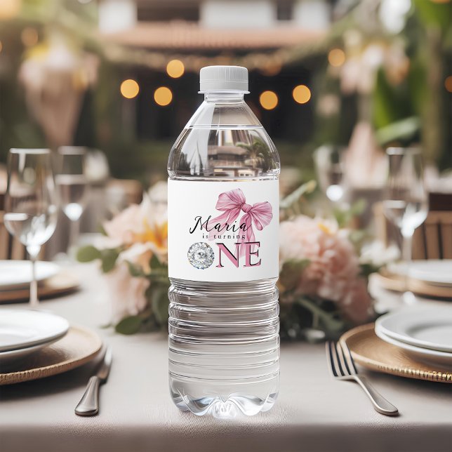 Étiquette Pour Bouteilles D'eau Coquette rose étincelle 1ère (Créateur téléchargé)