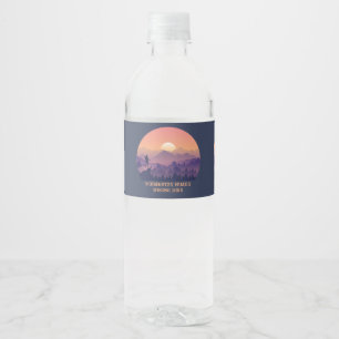 Étiquette Pour Bouteilles D'eau Coucher de soleil pour randonneurs de la forêt vin