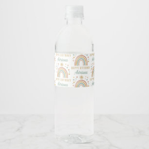 Étiquette Pour Bouteilles D'eau Couleurs terre Aquarelle Arc-en-ciel Soleil Annive