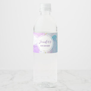 Étiquette Pour Bouteilles D'eau Couleurs violettes, vertes, roses Fleurs Anniversa