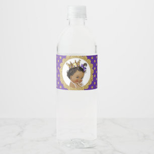 Étiquette Pour Bouteilles D'eau Couronne africaine américaine princesse or violet