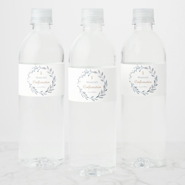 Étiquette Pour Bouteilles D'eau Couronne bleue de confirmation (Bouteilles)