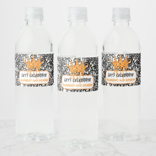 Étiquette Pour Bouteilles D'eau Couronne de graffiti orange Fêtons l'anniversaire
