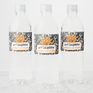 Étiquette Pour Bouteilles D'eau Couronne de graffiti orange Fêtons l'anniversaire