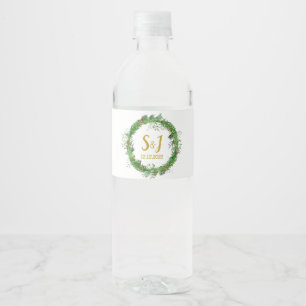 Étiquette Pour Bouteilles D'eau Couronne de monogramme Faveur de mariage de cour