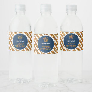 Étiquette Pour Bouteilles D'eau Couronne Royale Bleue Or Prince Aqiqah