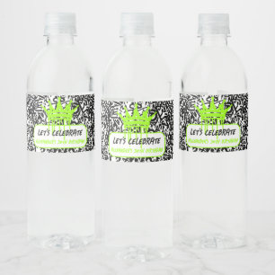 Étiquette Pour Bouteilles D'eau Couronne verte de graffiti Fêtons l'anniversaire