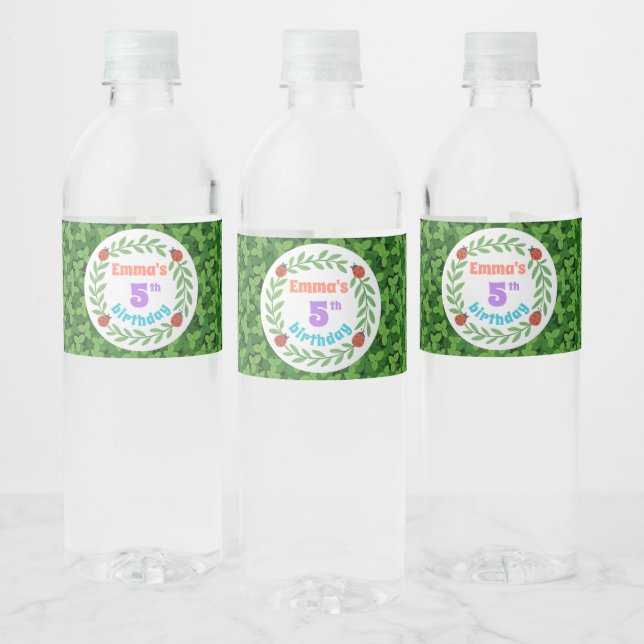 Étiquette Pour Bouteilles D'eau Coutume Ladybug & Leaf 5e anniversaire (Bouteilles)