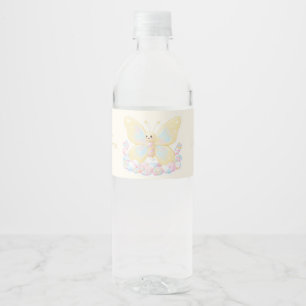 Étiquette Pour Bouteilles D'eau Crème de citron jaune Papillon Bébé Shower Eau